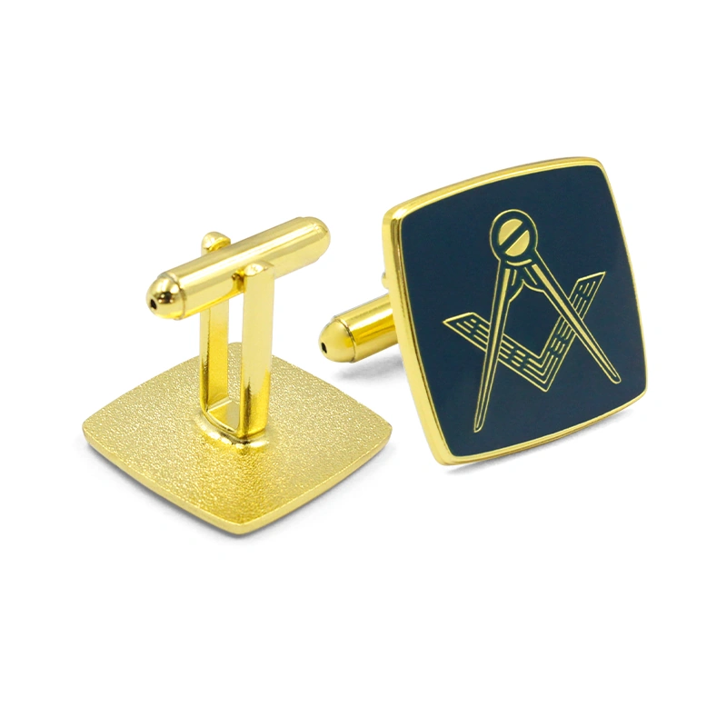Personalized Square Enamel Cufflinks and Tie Clip