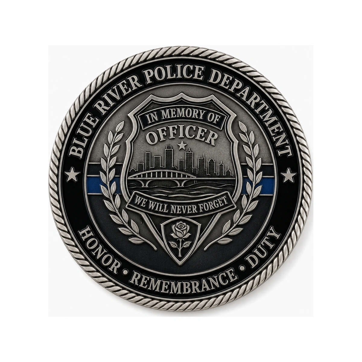Custom Police Memorial Challenge Coins