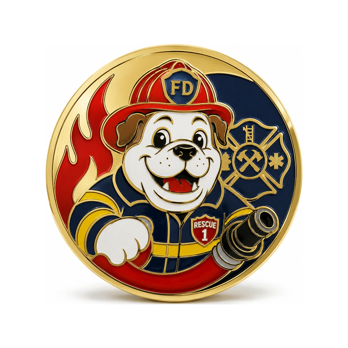Custom Firefighter Mascot Challenge Coins