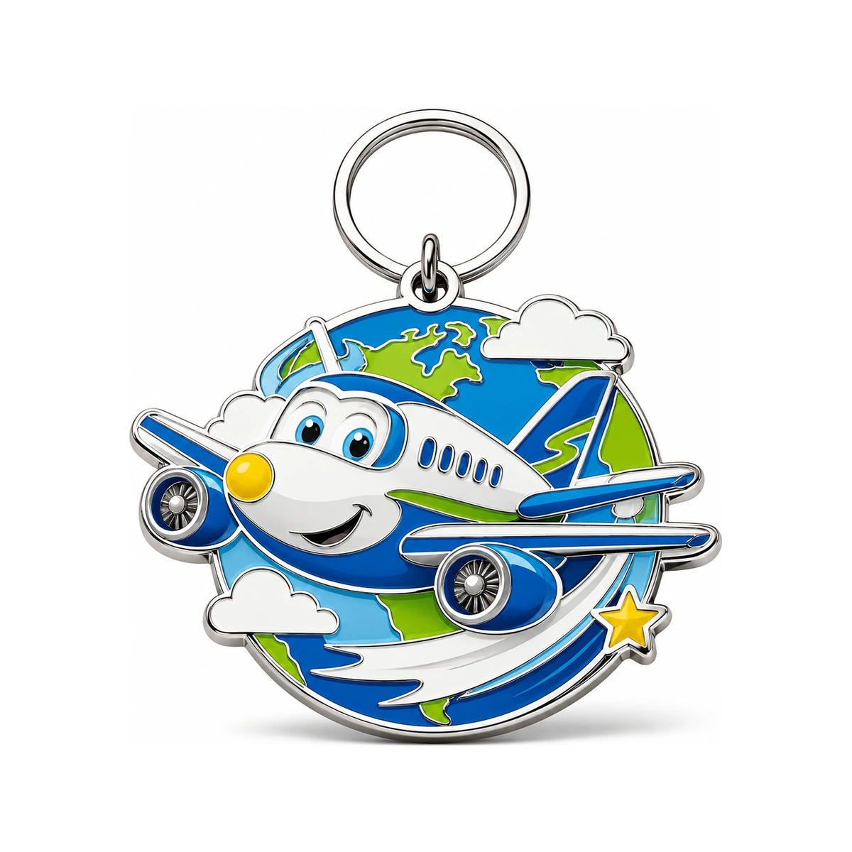 Airplane Mascot Metal Key Chain