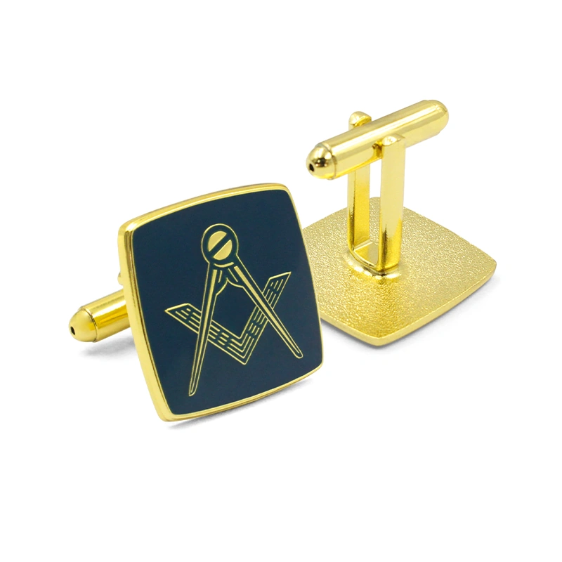 Personalized Square Enamel Cufflinks and Tie Clip