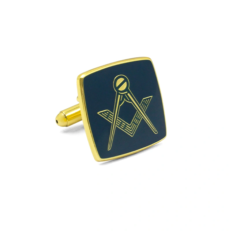 Personalized Square Enamel Cufflinks and Tie Clip