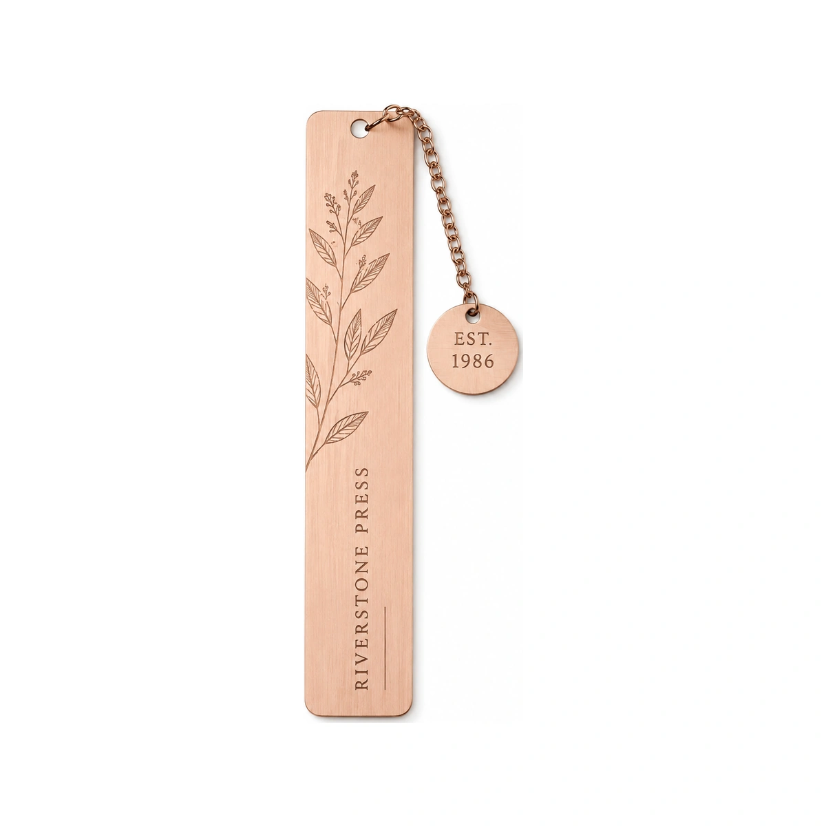 Engraved Bookmarks with Botanical Artwork and Date Charm